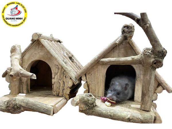 NATURAL WOOD HOUSE FOR HAMSTER / REPTILES / SMALL PETS